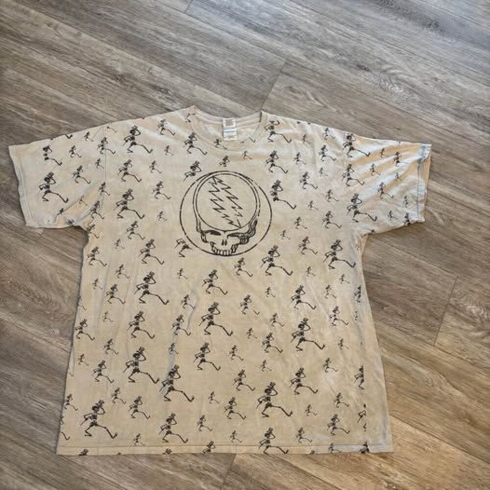 Grateful Dead T-Shirt 2XL — Dancing Skeletons All Over Print Steal Your Face